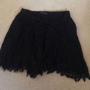 Black skater skirt with crochet at the bottom